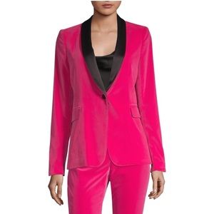 NEW ALICE + OLIVIA Fuchsia Velvet Macey Fitted Evening Blazer